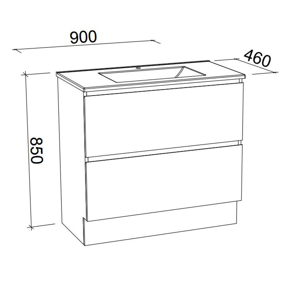 Nevada Plus Floorstanding Vanity 900mm Alpha Ceramic Top