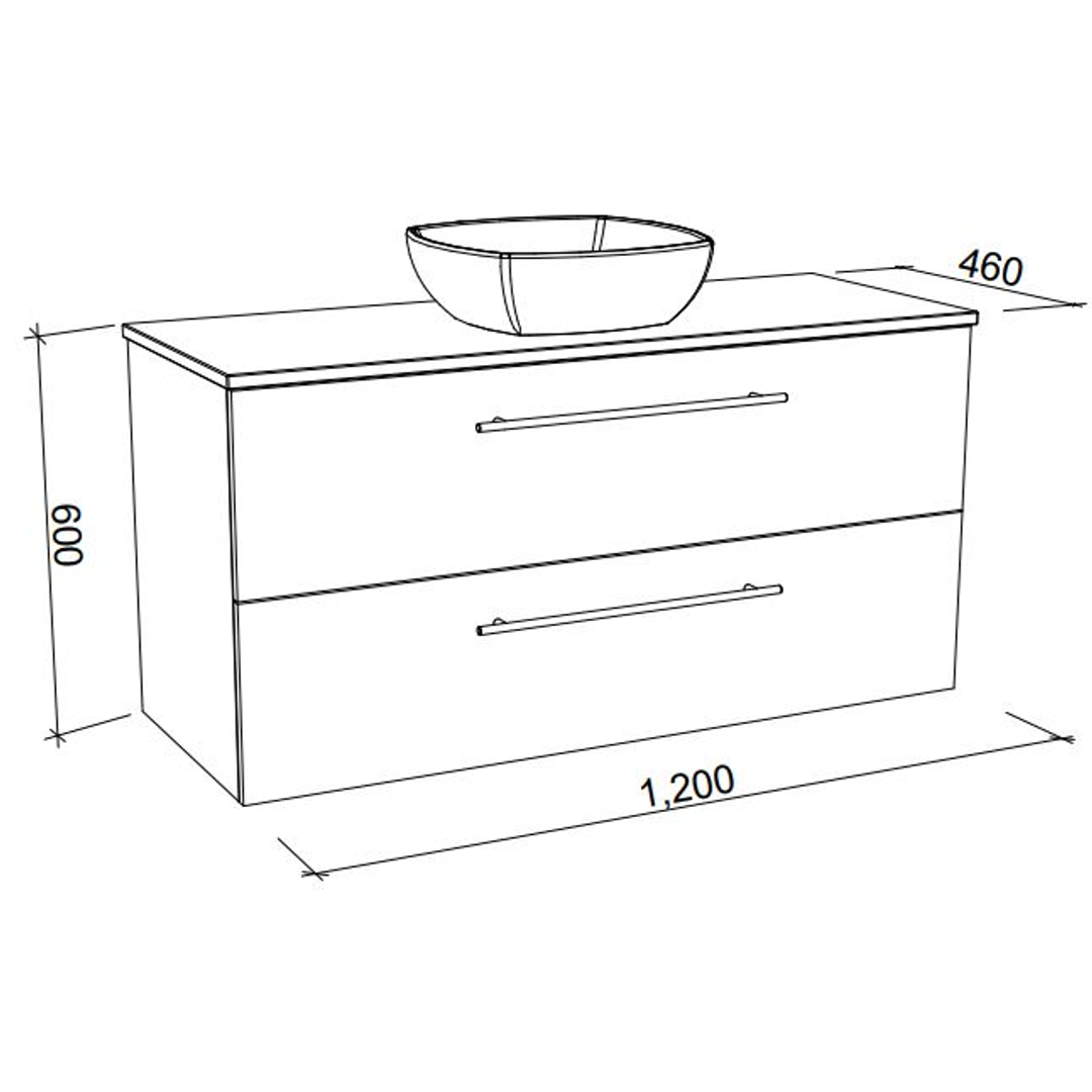 Timberline Oxbow Vanity 1200mm 20mm Silk Surface Top With Ceramic Basin Wall Hung