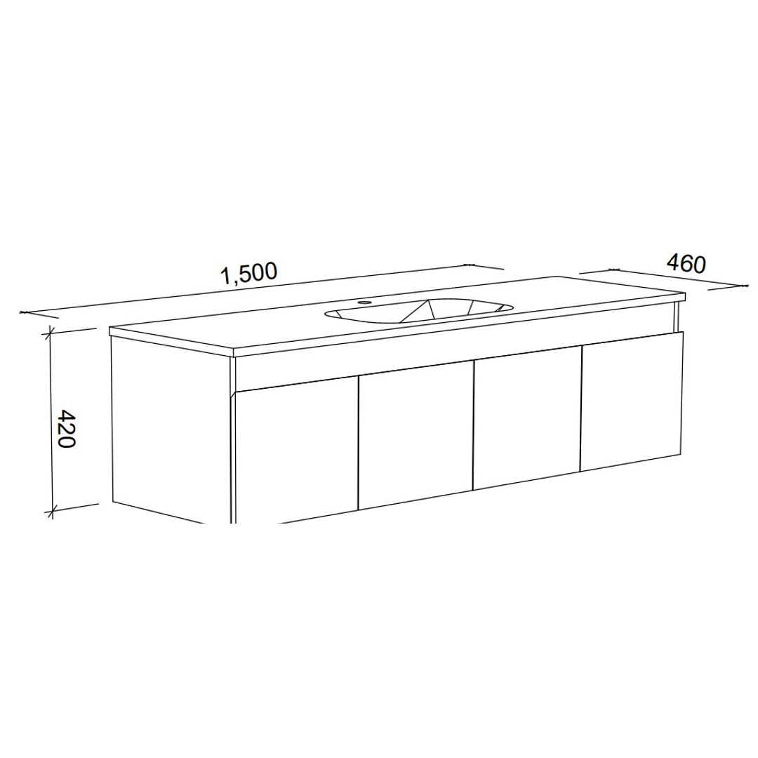 Rockford Vanity 1500mm Single Bowl Haven Top Wall Hung(Timberln P#:Rd151Hw)