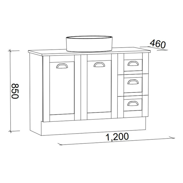 VICTORIA VANITY 1200MM CABINET ONLY  FLOOR STANDING(TIMBERLN P#:V12XF)