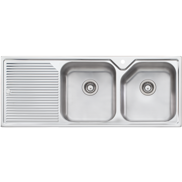 Oliveri Nu-Petite Double Bowl Topmount Sink L/H Drainer 1 Tap Hole