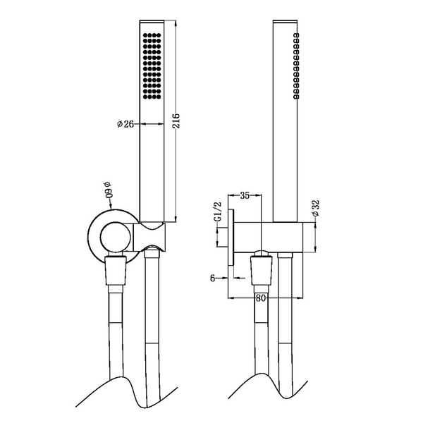 Nero Zen Stainless Steel Shower On Bracket With Outdoor Shower Hose Graphite