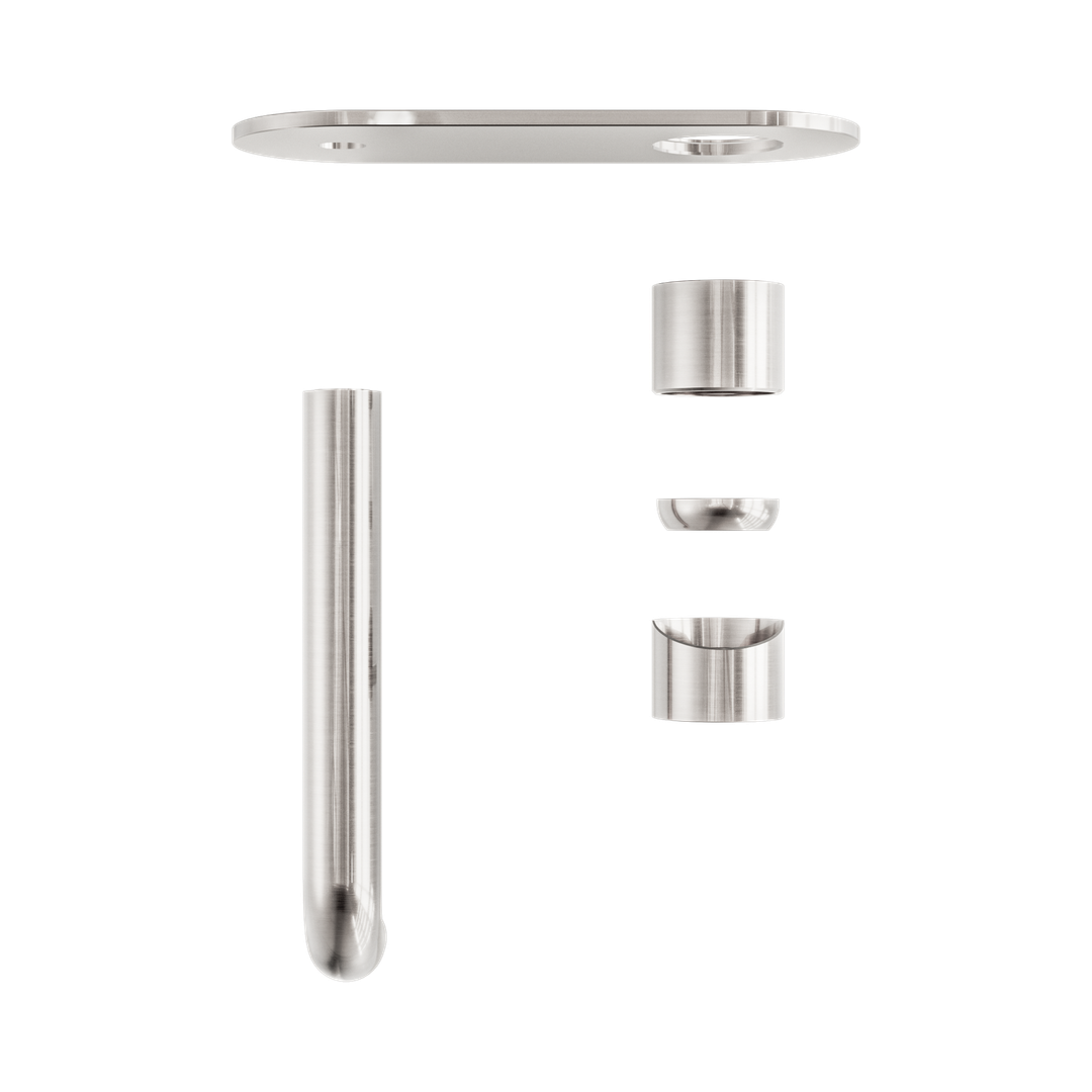 Nero Zen Stainless Steel Wall Basin/Bath Mixer 185Mm Spout Trim Kits Only Brushed Nickel