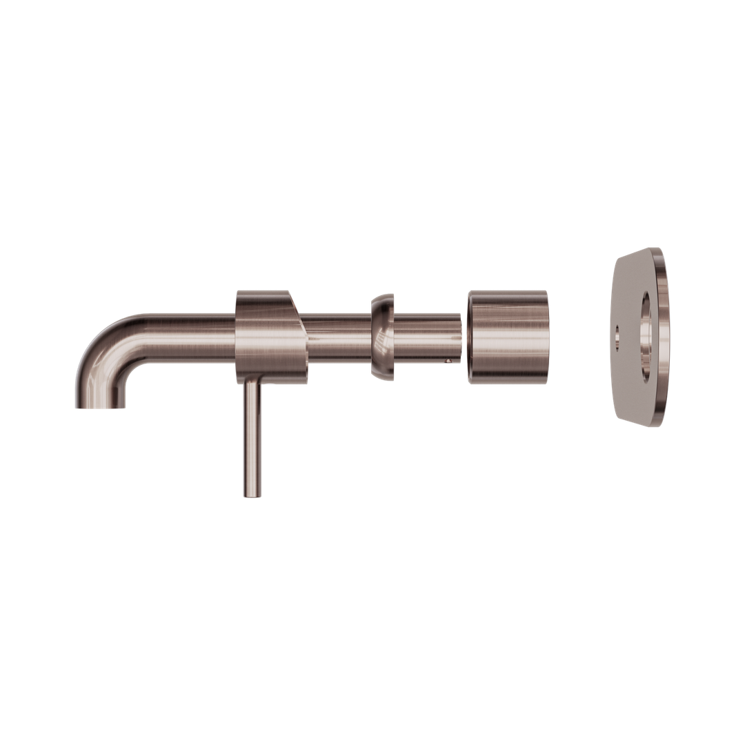 Nero Zen Stainless Steel Wall Basin/Bath Mixer 185Mm Spout Trim Kits Only Brushed Bronze