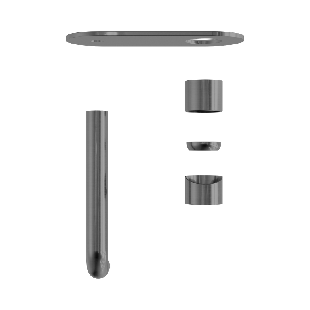 Nero Zen Stainless Steel Wall Basin/Bath Mixer 185Mm Spout Trim Kits Only Graphite