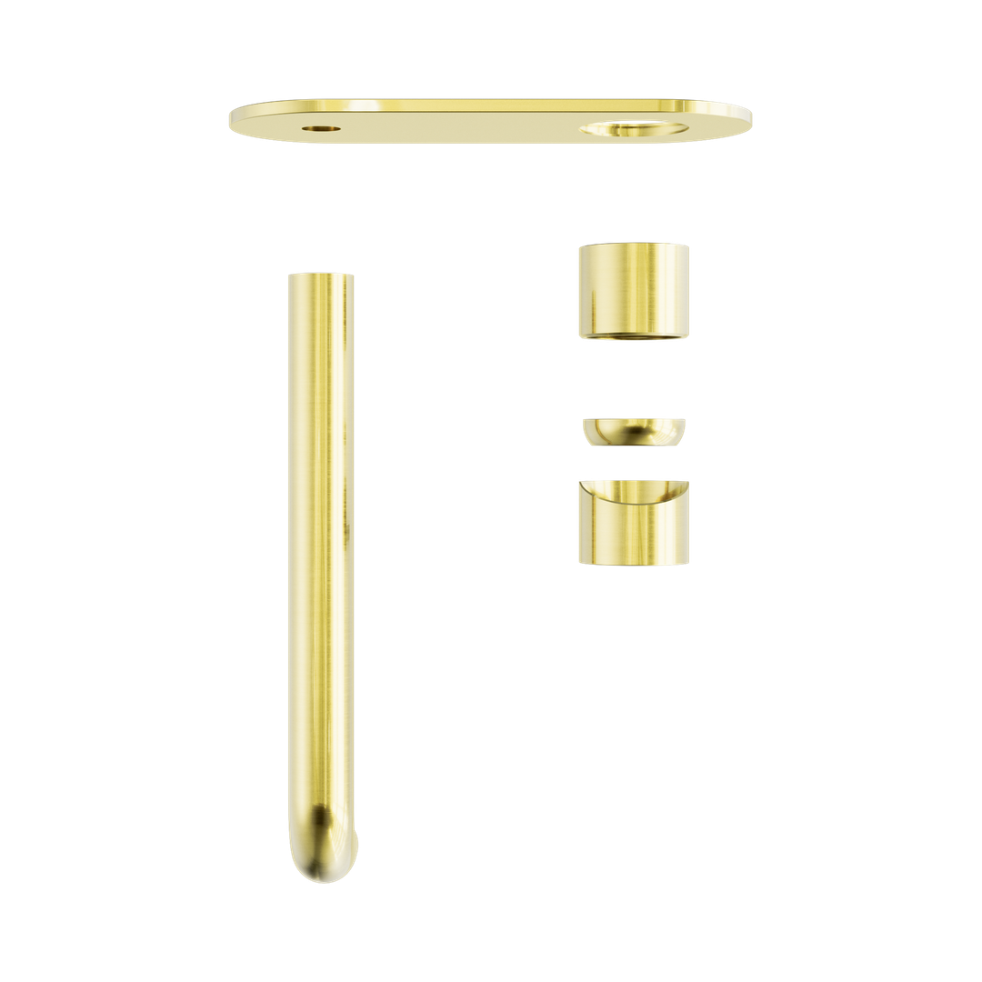 Nero Zen Stainless Steel Wall Basin/Bath Mixer 230Mm Spout Trim Kits Only Brushed Gold