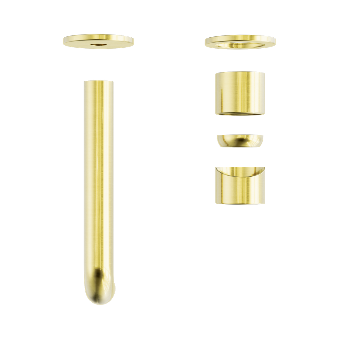 Nero Zen Stainless Steel Wall Basin/Bath Mixer 185Mm Spout Trim Kits Only Brushed Gold