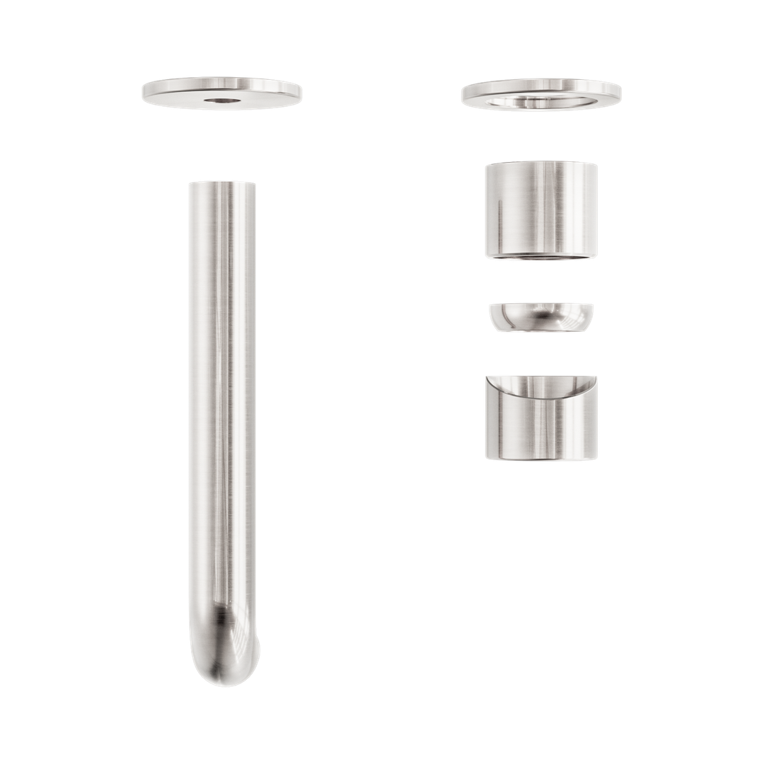 Nero Zen Stainless Steel Wall Basin/Bath Mixer 185Mm Spout Trim Kits Only Brushed Nickel