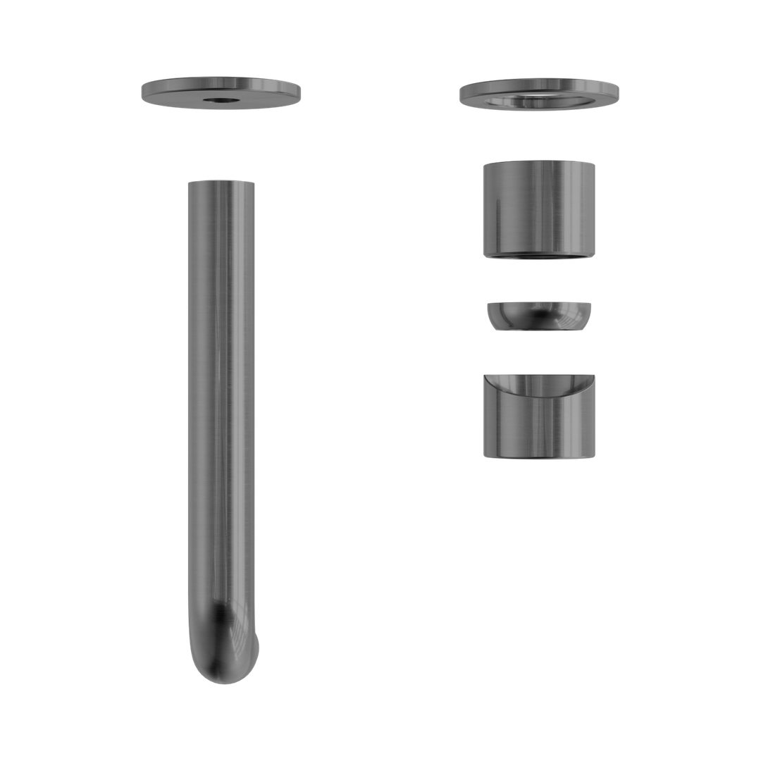 Nero Zen Stainless Steel Wall Basin/Bath Mixer 185Mm Spout Trim Kits Only Graphite