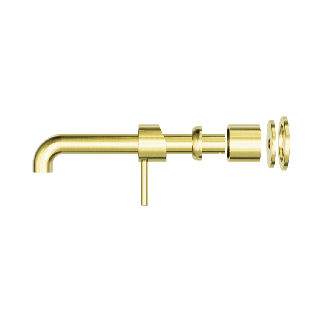 Nero Zen Stainless Steel Wall Basin/Bath Mixer 230Mm Spout Trim Kits Only Brushed Gold