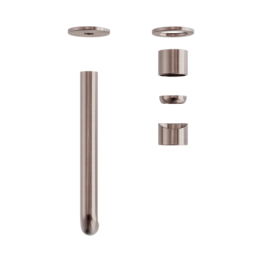 Nero Zen Stainless Steel Wall Basin/Bath Mixer 230Mm Spout Trim Kits Only Brushed Bronze
