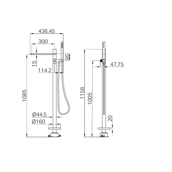 Nero Pure Ss316L Progressive Freestanding Bath Mixer & Outdoor Shower Hose Brushed Gold