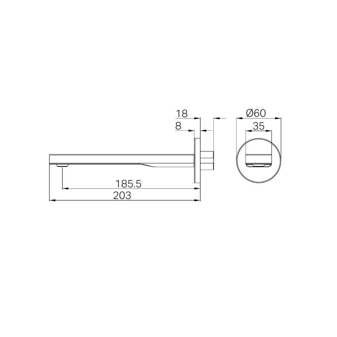 Nero Pure Ss316L Round Bath Spout Only Graphite