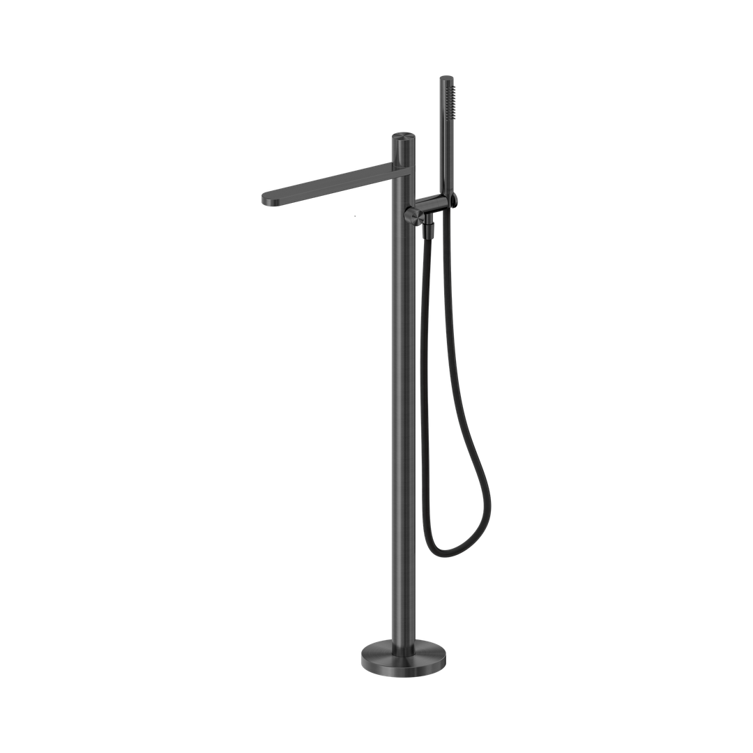 Nero Pure Ss316L Progressive Freestanding Bath Mixer With Outdoor Shower Hose Graphite