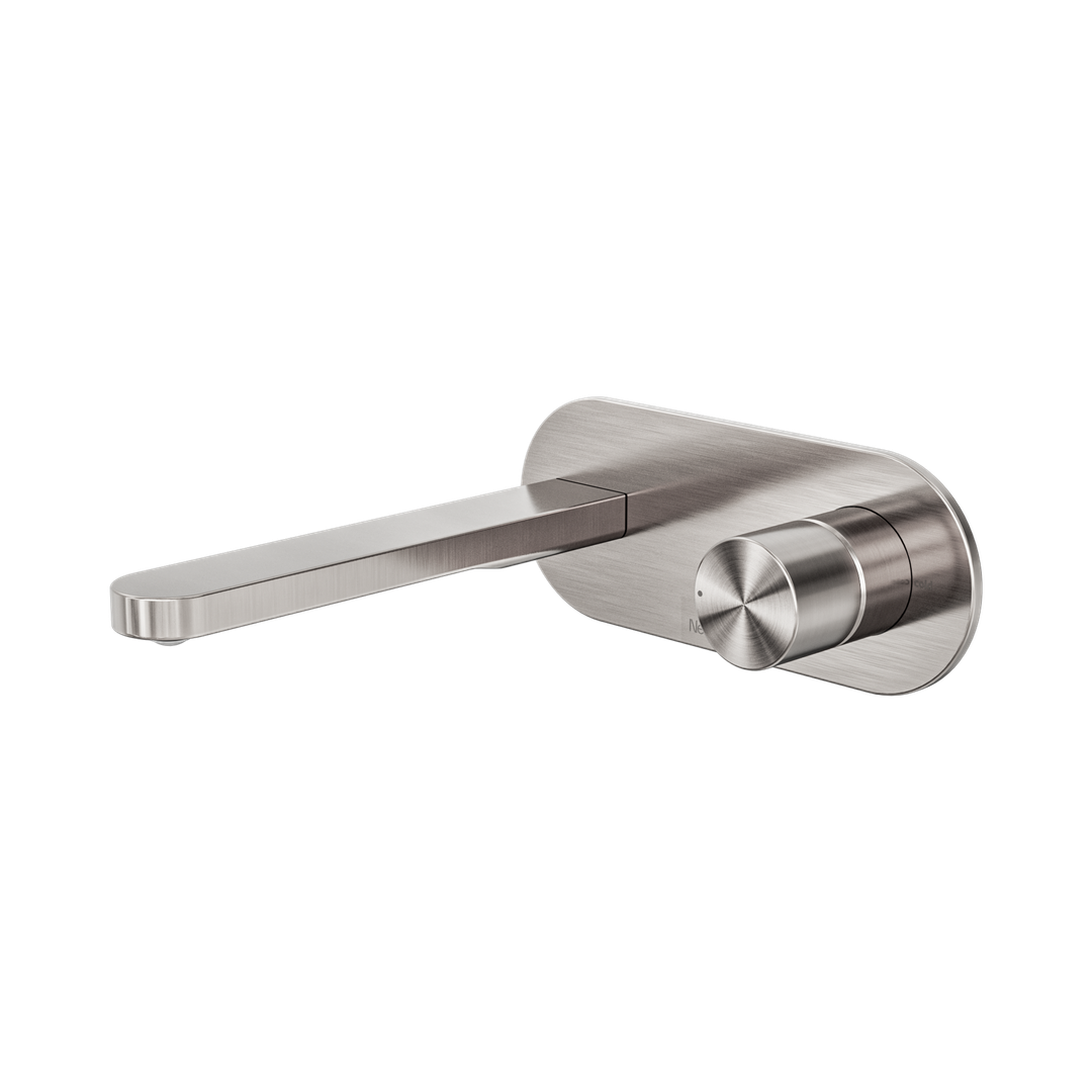 Nero Pure Ss316L Progressive Wall Basin/Bath Mixer Brushed Nickel