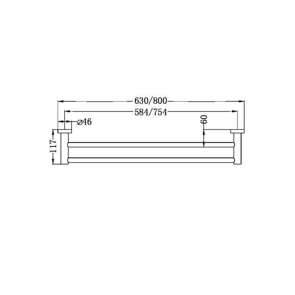 Nero Mecca Double Towel Rail 600Mm Brushed Bronze