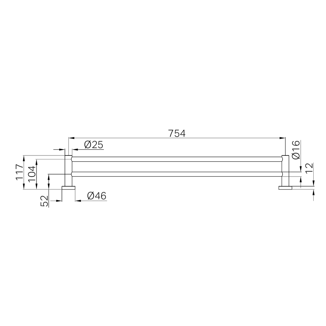 Nero Mecca Double Towel Rail 800Mm Matte White