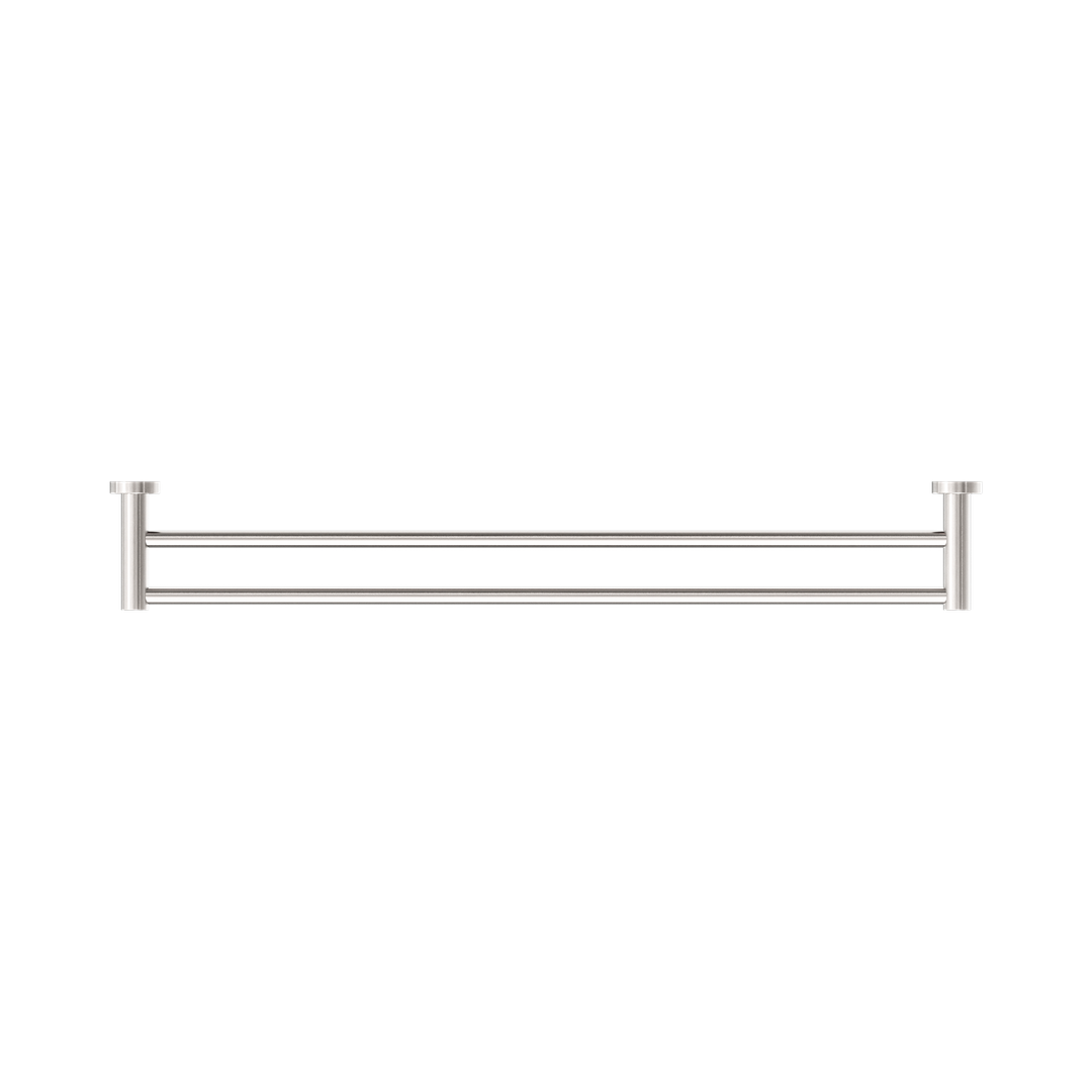 Nero Mecca Double Towel Rail 800Mm Brushed Nickel