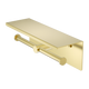 Nero Mecca Double Toilet Roll Holder With Shelf Brushed Gold