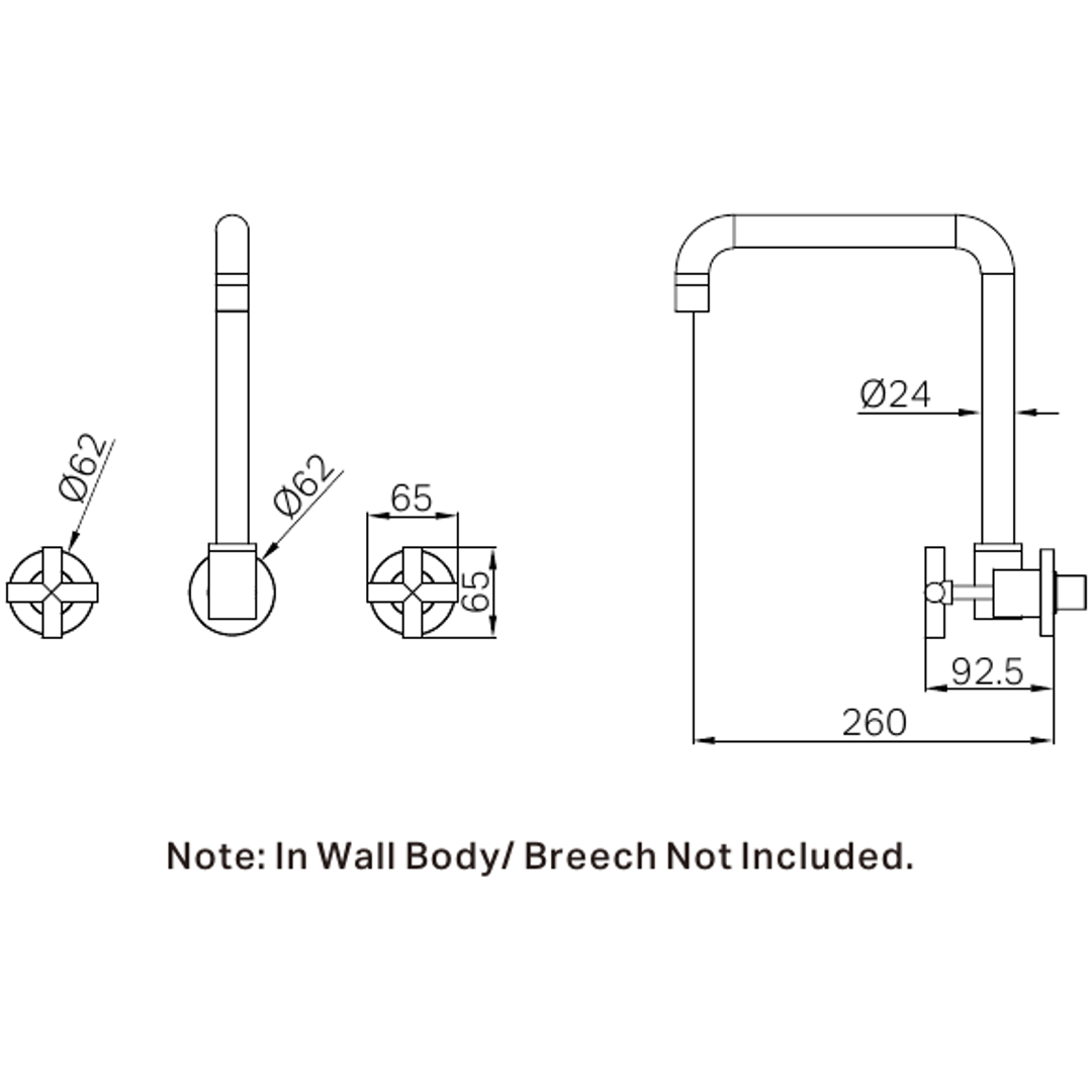 Nero X Plus Wall Kitchen Set Swivel Spout Brushed Nickel