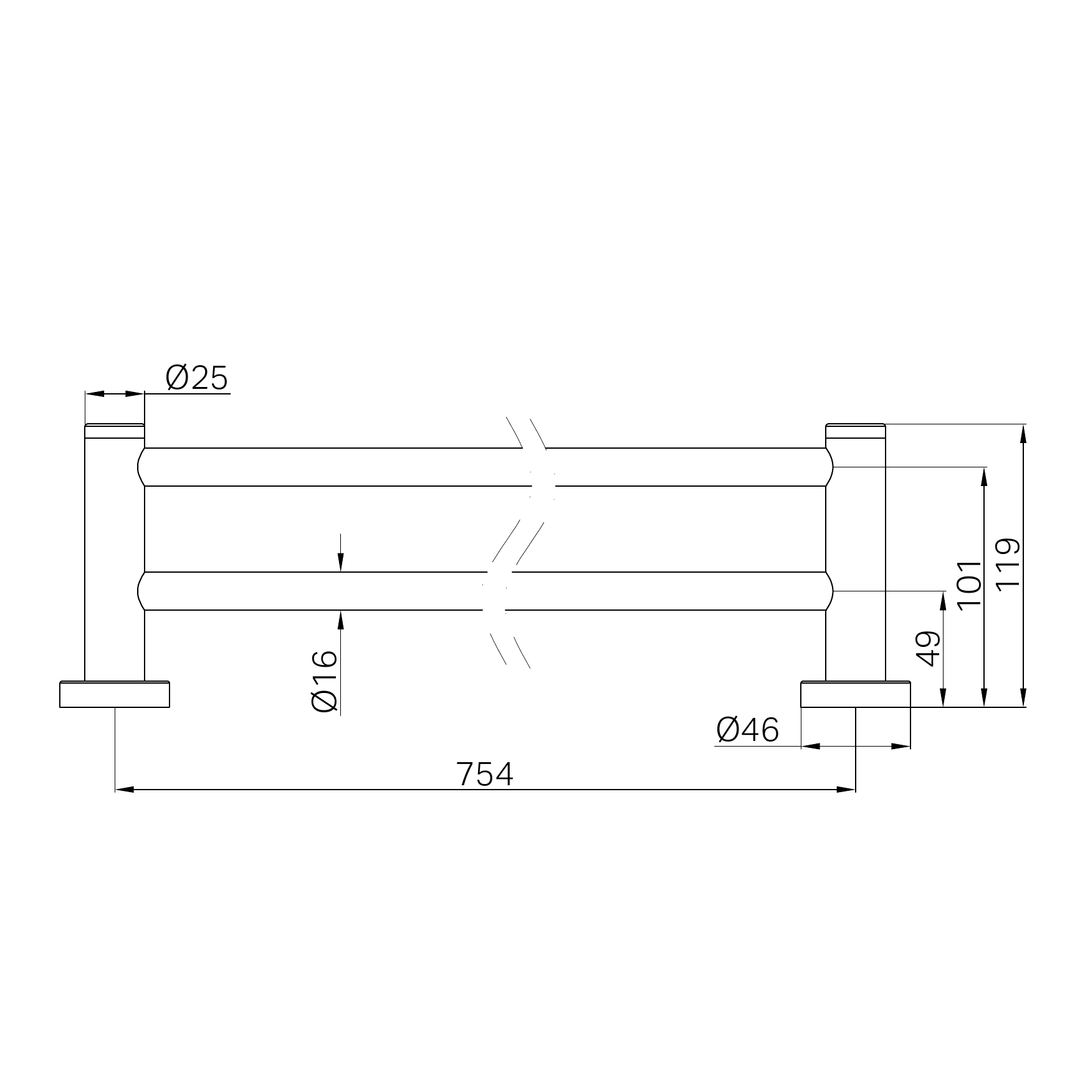 Nero Dolce Ii Double Towel Rail 800Mm Gun Metal