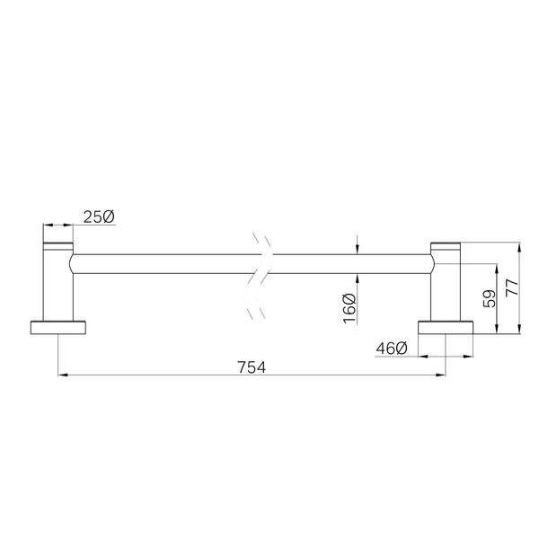 Nero Dolce Ii Single Towel Rail 800Mm Matte Black