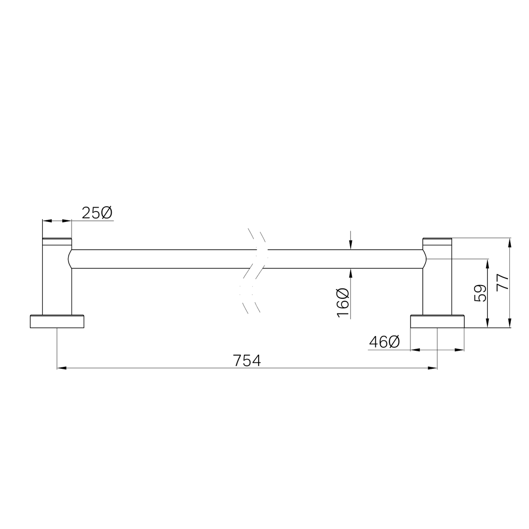 Nero Dolce Ii Single Towel Rail 800Mm Brushed Gold
