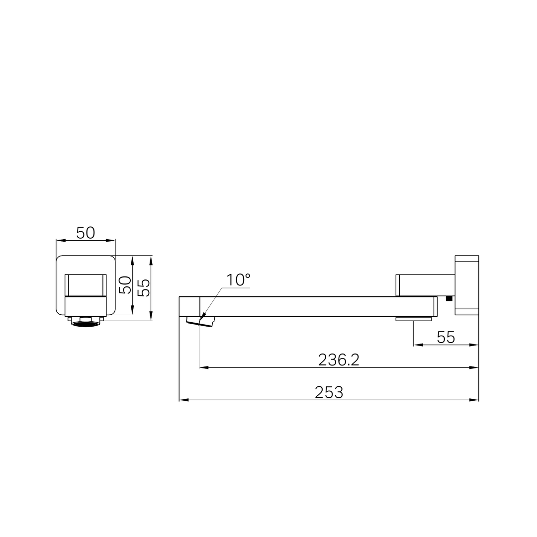 Nero Bianca/Ecco Swivel Bath Spout Brushed Gold