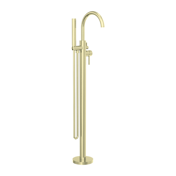 Nero Nova Round Floormount Mixer With Handshower - Brushed Gold