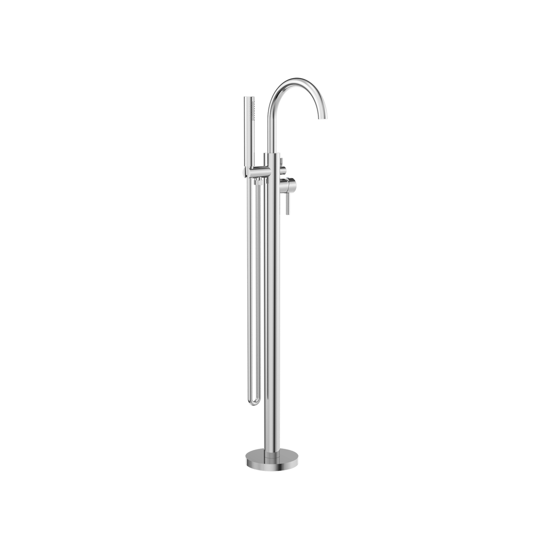 Nero Nova Round Floormount Mixer With Handshower - Chrome