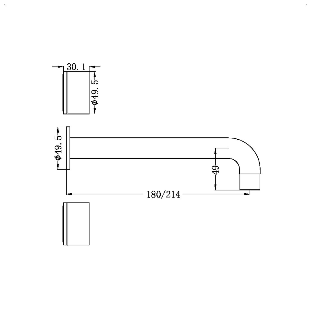 Nero Kara 3 Piece Wall Basin Set 217mm - Matt Black