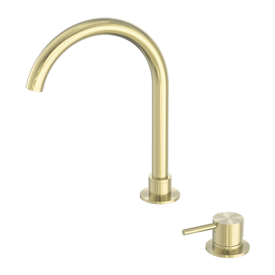 Nero Mecca Hob Basin Mixer Round Spout - Brushed Gold