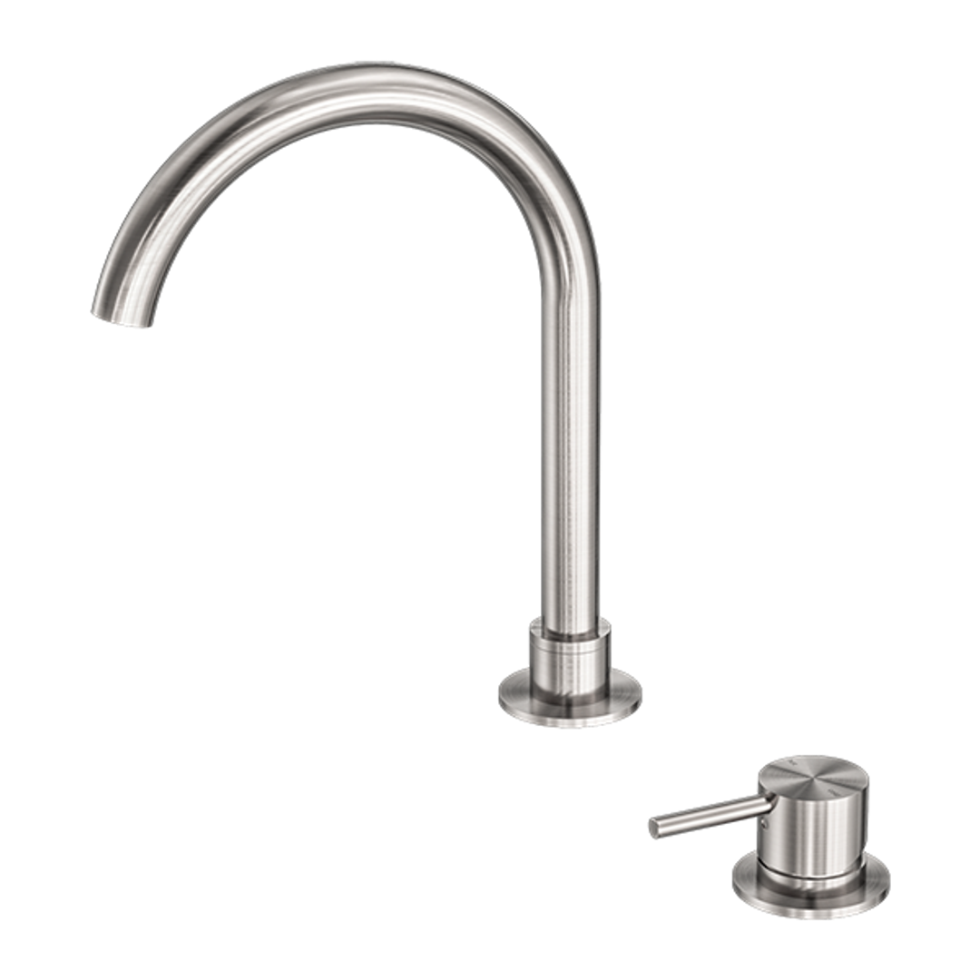 Mecca Hob Basin Mixer Round Spout Brushed Nickel