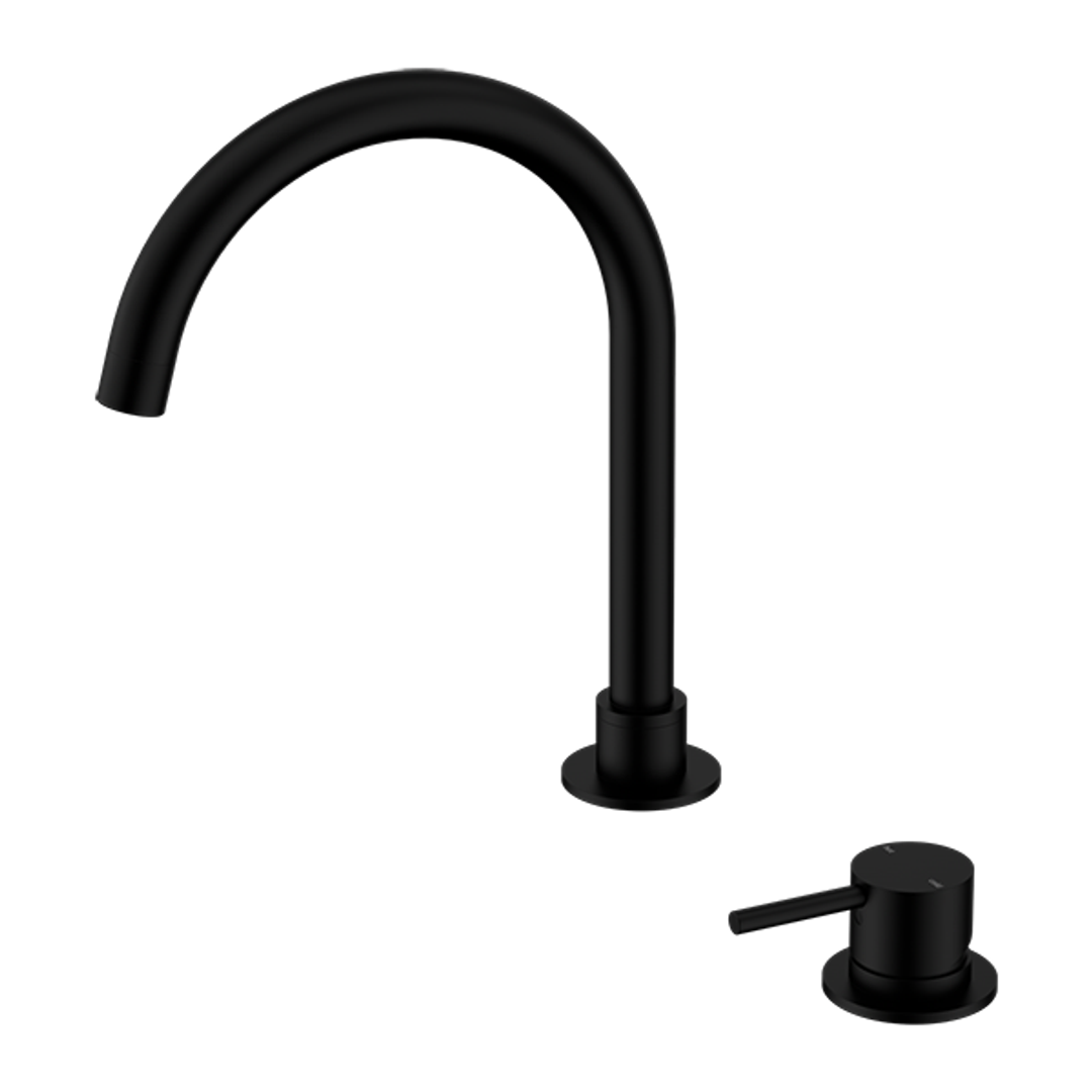 Nero Mecca Hob Basin Mixer Round Spout - Matt Black