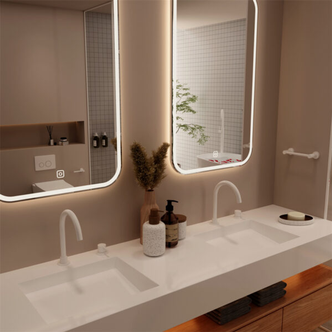 Nero Mecca Hob Basin Mixer Round Swivel Spout - Matt White