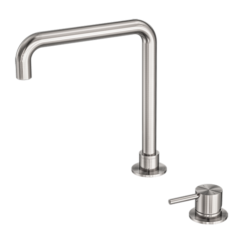 Nero Mecca Hob Basin Mixer Square Spout - Brushed Nickel