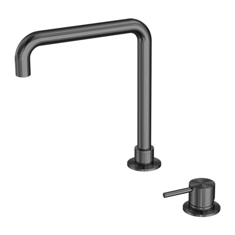 Nero Mecca Hob Basin Mixer Square Spout - Gunmetal