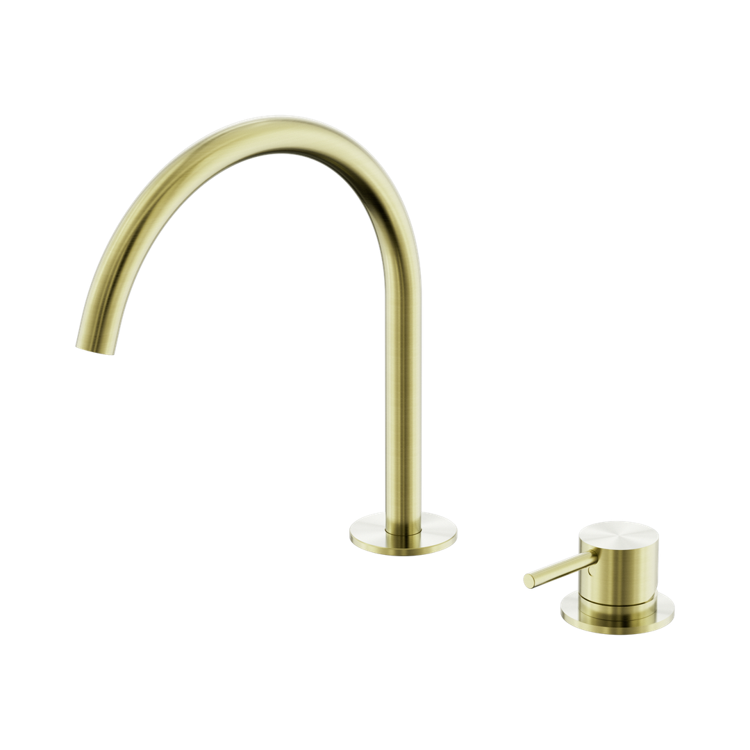 Nero Mecca Hob Bath/Kitchen Mixer Set Arc Spout Brushed Gold