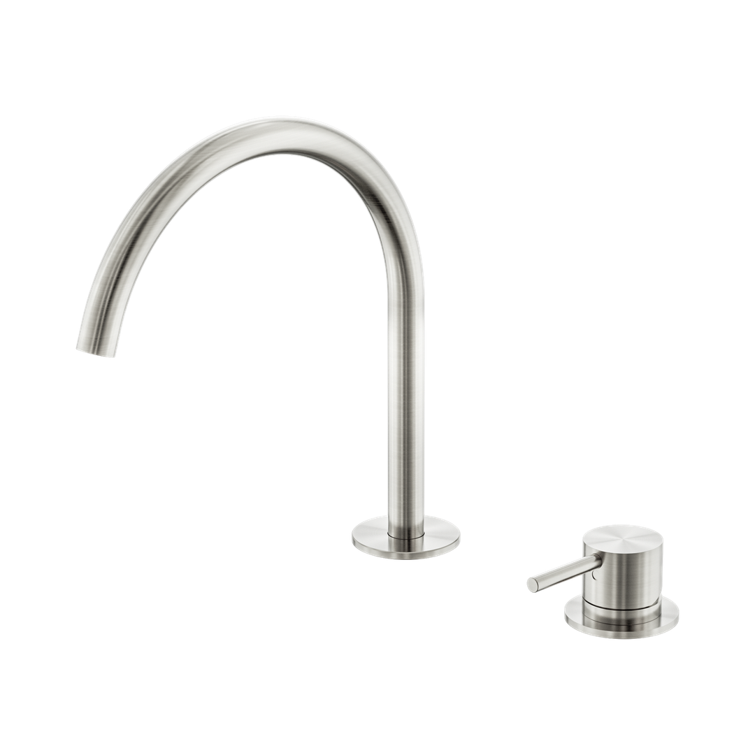 Nero Mecca Hob Bath/Kitchen Mixer Set Arc Spout Brushed Nickel