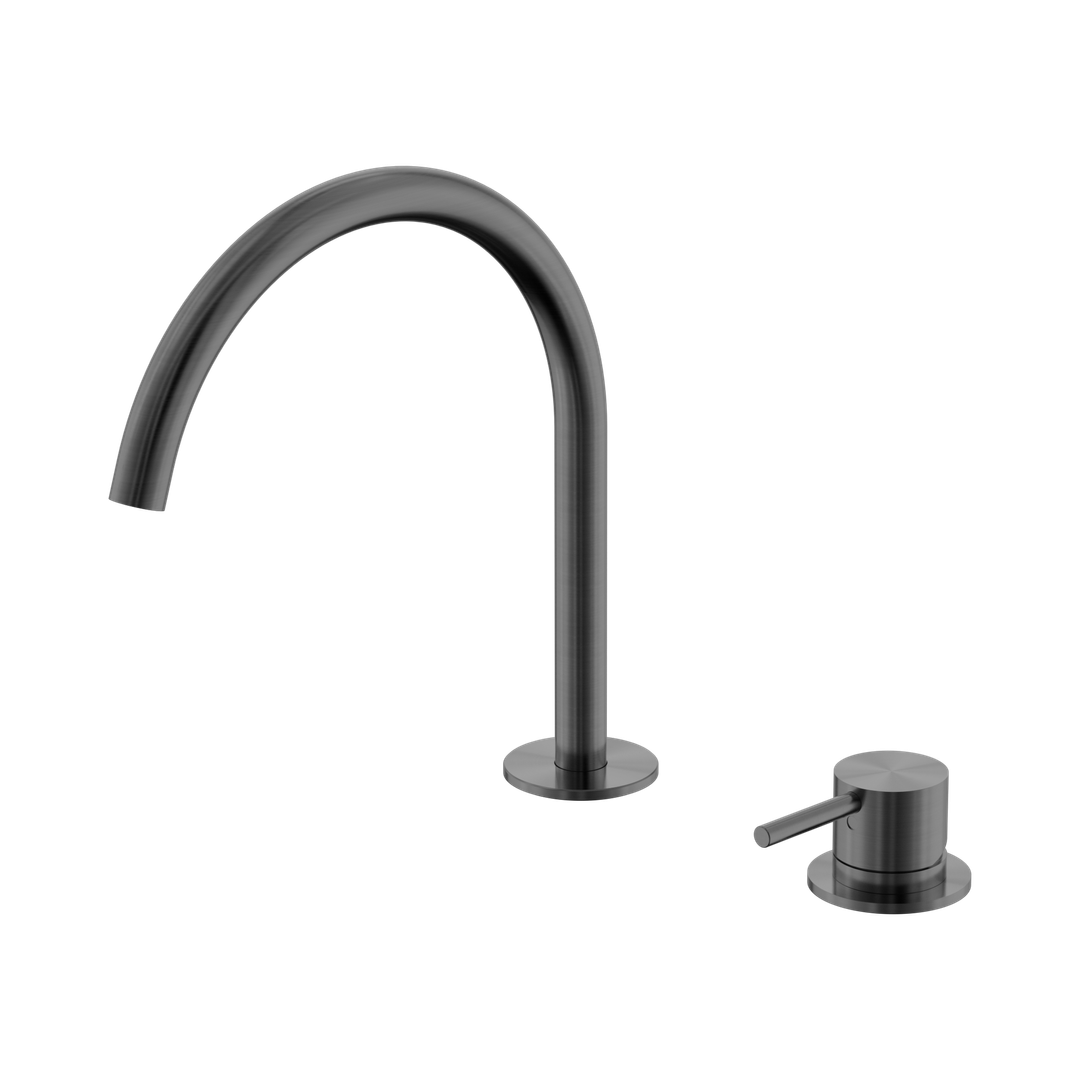 Nero Mecca Hob Bath/Kitchen Mixer Set Arc Spout Gun Metal