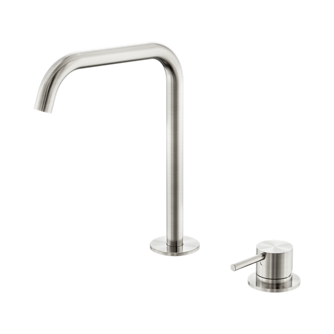Nero Mecca Hob Bath/Kitchen Mixer Set Edge Spout Brushed Nickel