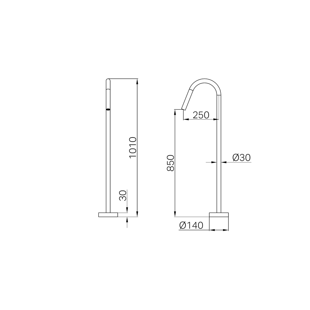 Nero Bianca Floor Standing Bath Spout Brushed Nickel