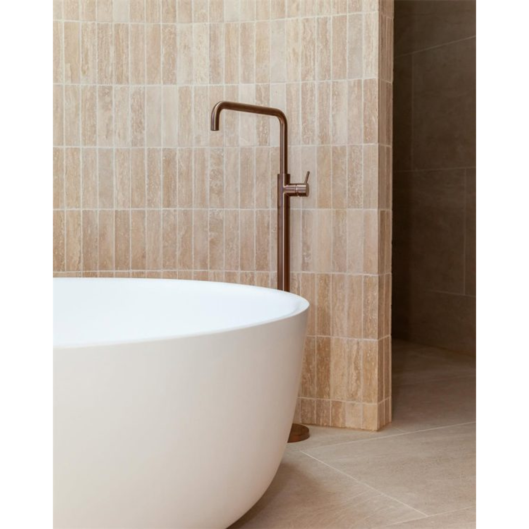 Nero Mecca Freestanding Bath Mixer Square Shape - Brushed Bronze