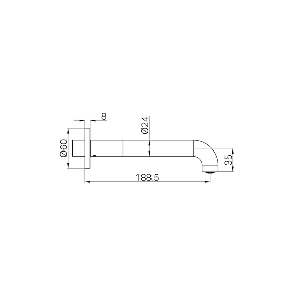 Nero Mecca Basin/Bath Spout Only 185Mm Matte Black