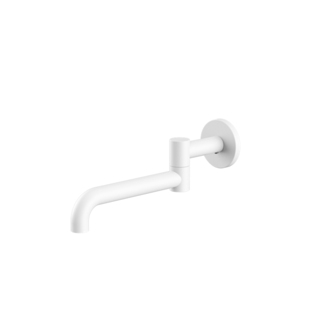 Nero Mecca Wall Mounted Swivel Basin/Bath Spout Only 225mm Matt White