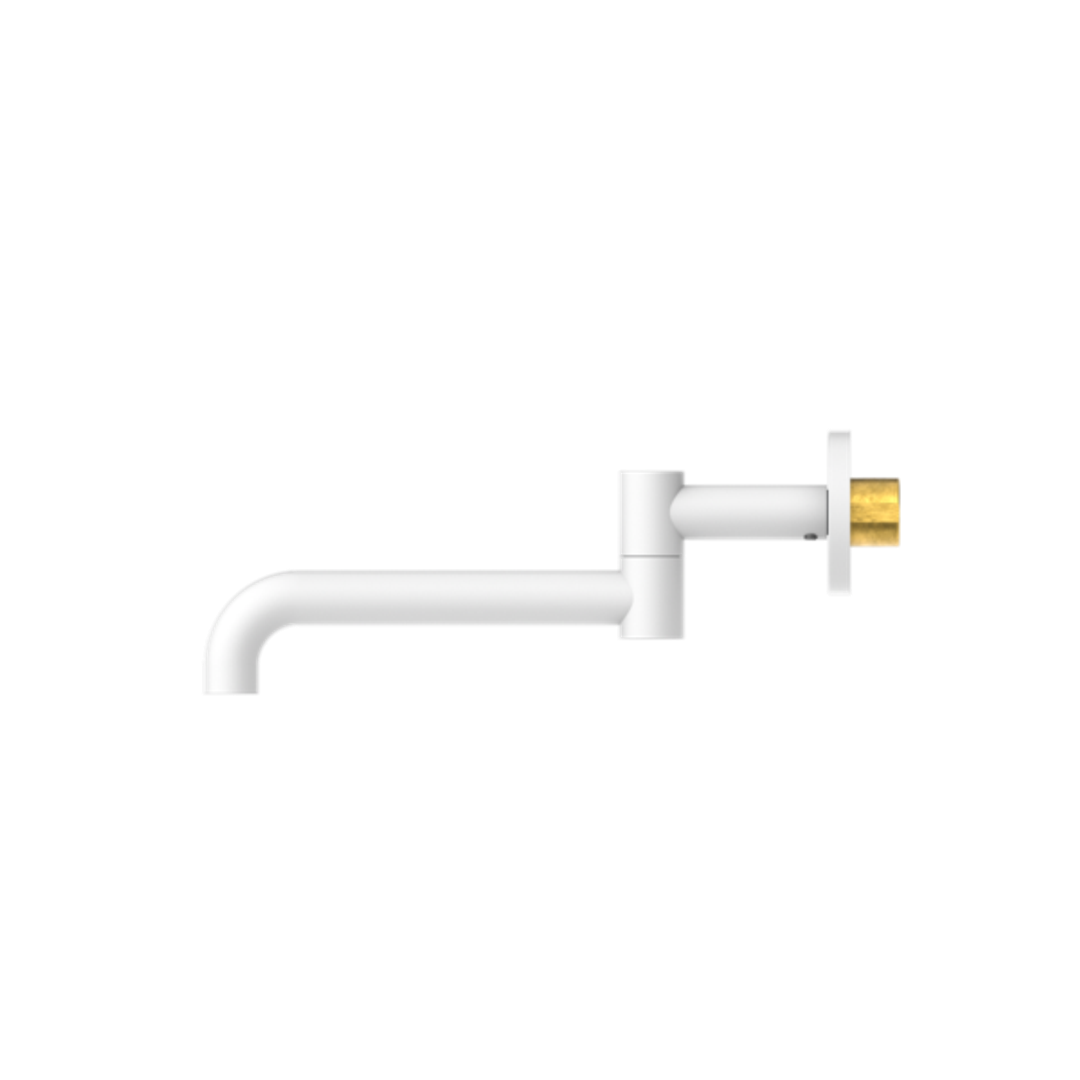 Nero Mecca Wall Mounted Swivel Basin/Bath Spout Only 225mm Matt White