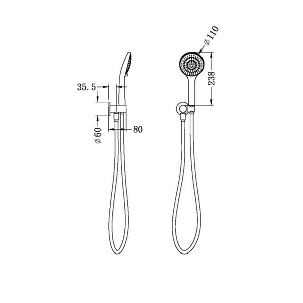 Nero Mecca Shower On Bracket With Air Shower Brushed Nickel Nr221905Bn
