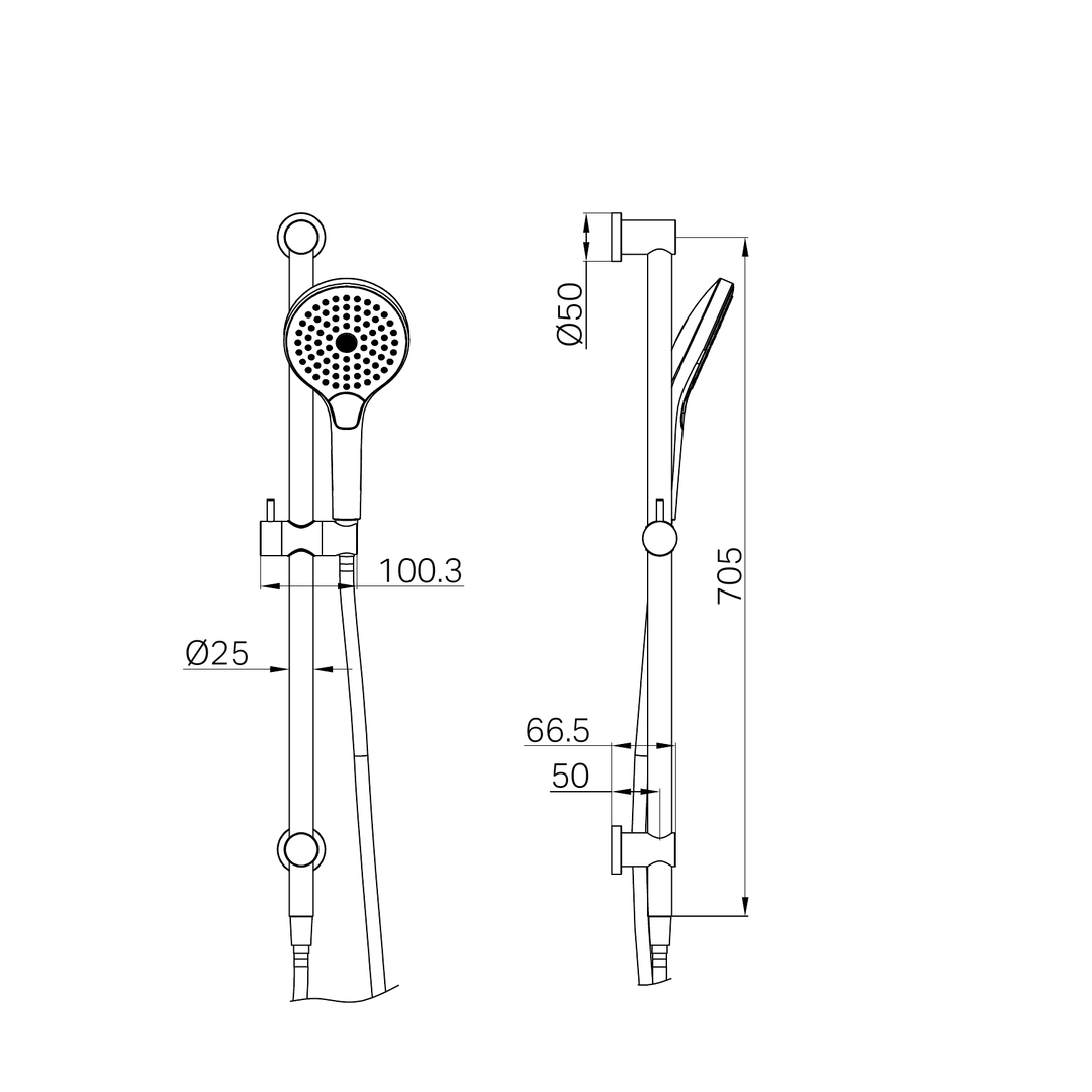 Nero Mecca Shower Rail With Air Shower Ii Chrome Nr221905Gch