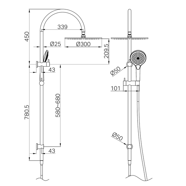 Nero Mecca Twin Shower With Air Shower Ii Gun Metal Nr221905Hgm