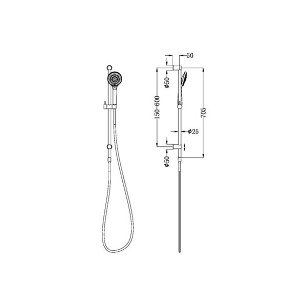 Nero Mecca Shower Rail With Air Shower Brushed Nickel Nr221905Abn